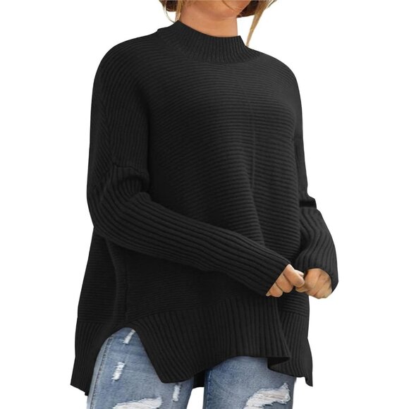 Plus Size Sweater Womens Cotton Crew Neck Long Sleeve Casual Oversized Knit - Picture 1 of 5